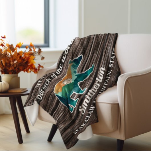 ベア素朴マウンテンズコンパスファミリー名歓迎 フリースブランケット