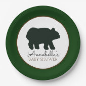 ベア素朴紙プレート(フォレストグリーン) ペーパープレート (正面)