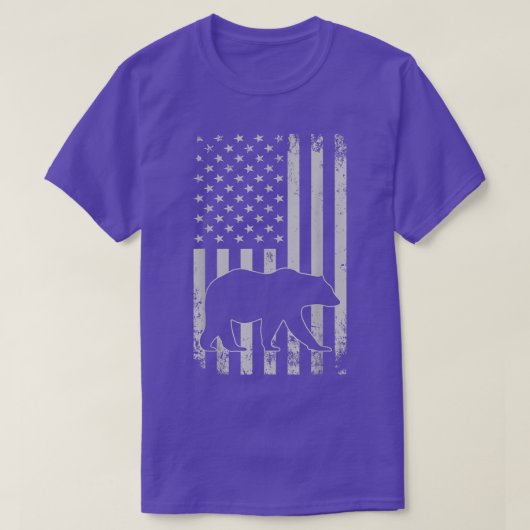 ベア誇りを持ったハンターアメリカンフラッグベア狩り Tシャツ (デザイン正面)