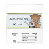 ベア誕生日シャワーキャンディバーラッパーパーティーの好意 ノートパッド (正面)