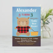 ベア誕生日招待状テディベアピクニックボーイ 招待状 (スタンド正面)