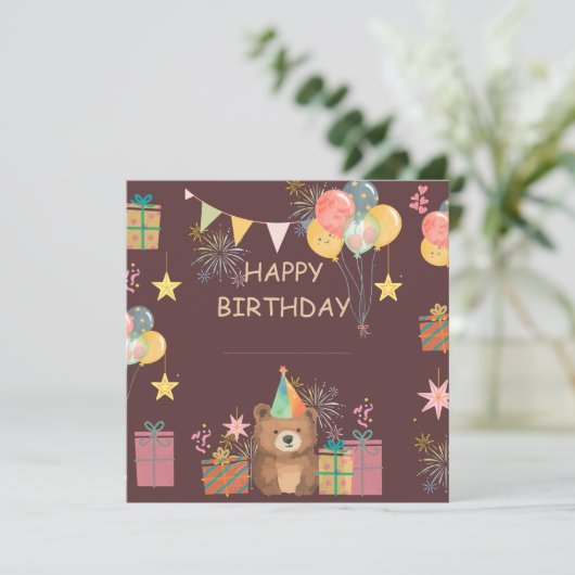 ベア誕生日 カード (スタンド正面)