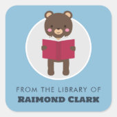 ベア読蔵書票 スクエアシール (正面)