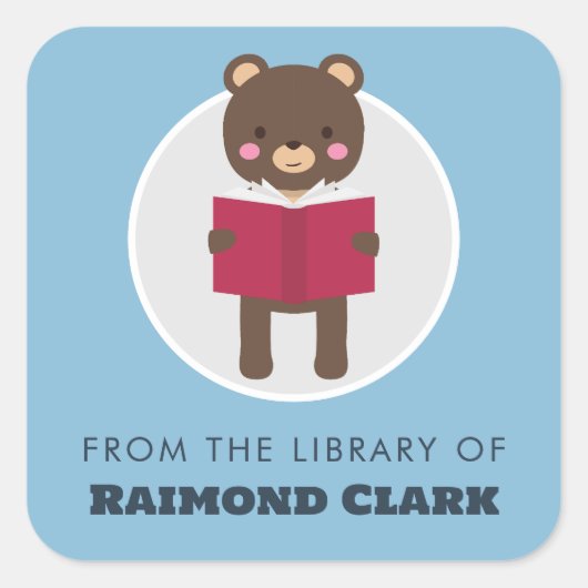 ベア読蔵書票 スクエアシール (正面)