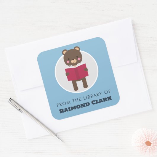 ベア読蔵書票 スクエアシール (封筒)