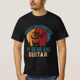 ベア遊スレトロギターベアギタリストティー Tシャツ