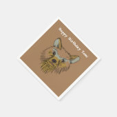 ベア顔スケッチ誕生日カスタム スタンダードカクテルナプキン (角)