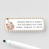 ベア顔差出人住所ラベル- "パーティー動物" 名札 (インサイチュ)