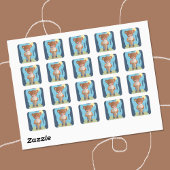 ベア食べ物スのアイスクリームキッドブルーステッカー スクエアシール