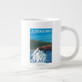 ベア魚釣りインリバー-アラスカ州ラトウシュ ジャンボコーヒーマグカップ (右)