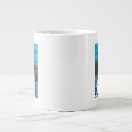 ベア魚釣りインリバー-アラスカ州ヴァルデス ジャンボコーヒーマグカップ (正面)