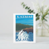 ベア魚釣りイン川 – カトマイ、アラスカ ポストカード (スタンド正面)