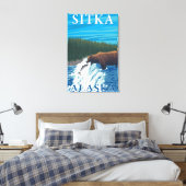 ベア魚釣りイン川 – シトカ，アラスカ キャンバスプリント (インサイチュ (寝室))