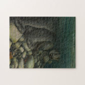 ベア魚釣りパズルパーソナライズされたサーモンアートパズル ジグソーパズル (横)