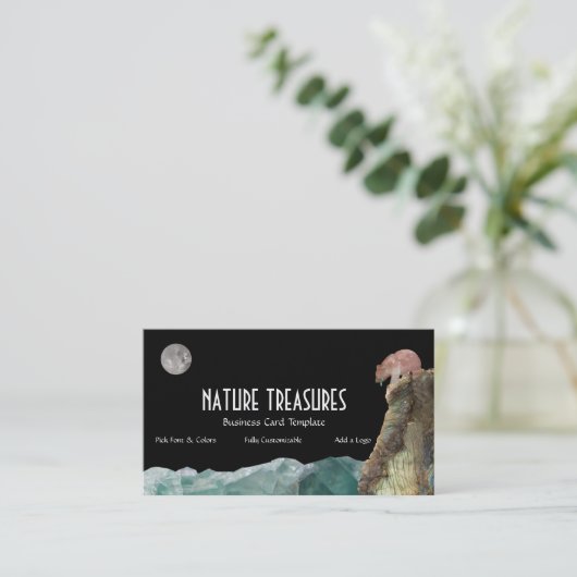 ベア魚釣り海-宝石結晶 名刺 (スタンド正面)