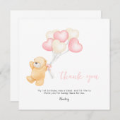 ベア1st誕生日招待状、ガールファースト誕生日 サンキューカード (正面/裏面)