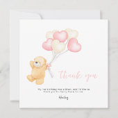 ベア1st誕生日招待状、ガールファースト誕生日 サンキューカード (正面)