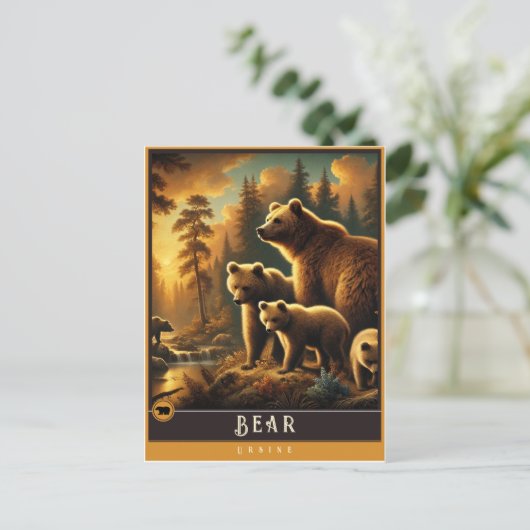 ベア | かわいい家族ヴィンテージ動物はがき ポストカード (スタンド正面)