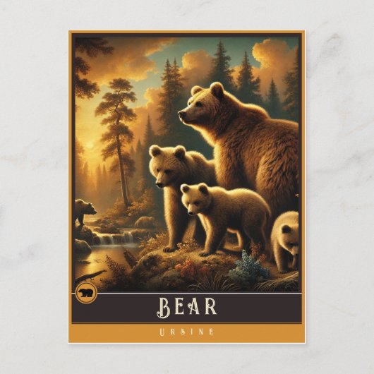 ベア | かわいい家族ヴィンテージ動物はがき ポストカード (正面)