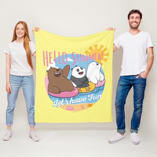 ベア – こんにちは夏!おもしろい フリースブランケット (インサイチュ)