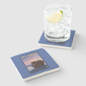 ベア・アンド・キューアイダホ・ヴィンテージ旅行ポスター ストーンコースター (横)