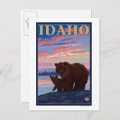 ベア・アンド・キューアイダホ・ヴィンテージ旅行ポスター ポストカード (正面/裏面)