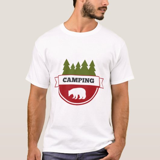 ベア キャンピング モダン バッジ Tシャツ (正面)
