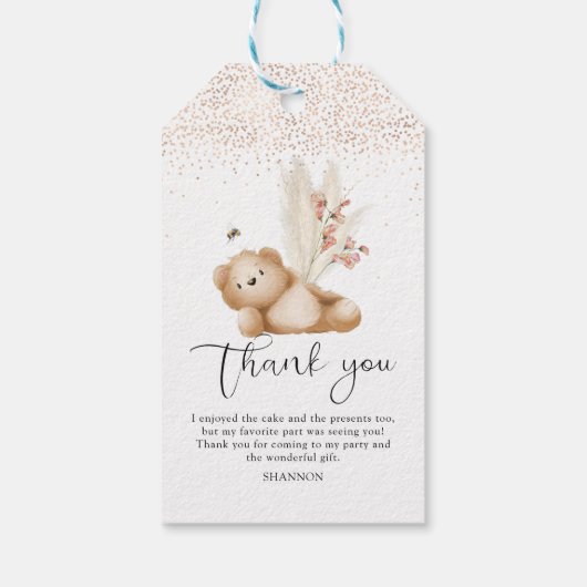 ベア&ザビーファースト誕生日サンキューカード ギフトタグ (裏面)