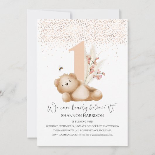 ベア&ザビーファースト誕生日招待状 招待状 (正面)