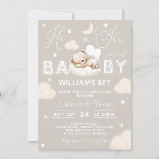 ベア・ジェンダーが中立を明モダンらかにする 招待状 (正面)