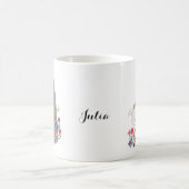 ベア&バニーウィズフラワーズカウト名前をカスタムする コーヒーマグカップ (中央)