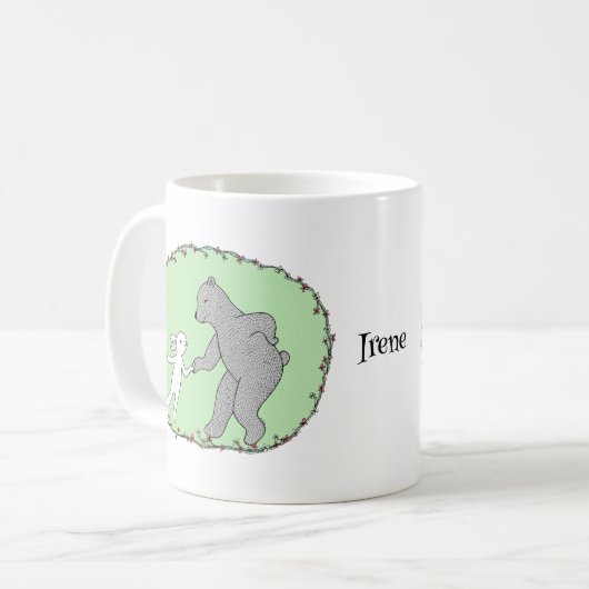 ベア&バニーウサギ踊り名前をカスタムする コーヒーマグカップ (正面左)