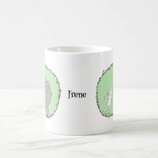 ベア&バニーウサギ踊り名前をカスタムする コーヒーマグカップ (中央)