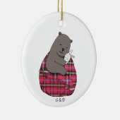 ベア&バニーカップルカップルカスタムクリスマス セラミックオーナメント (右)