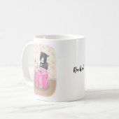 ベア&バニーティータイムカウトルカップル名前をカスタムする コーヒーマグカップ (正面左)