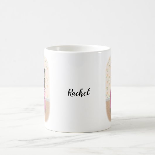 ベア&バニーティータイムカウトルカップル名前をカスタムする コーヒーマグカップ (中央)