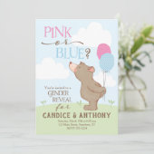 ベア+バルーン性別リビール招待状 招待状 (スタンド正面)