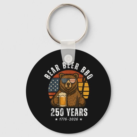 ベア ビール BBQ 独立記念日 アメリカ国旗 愛国 キーホルダー (正面)
