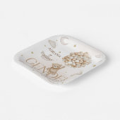 ベア・ブラウン・ニュートラル・ジェンダー・リビール ペーパープレート (傾斜あり)