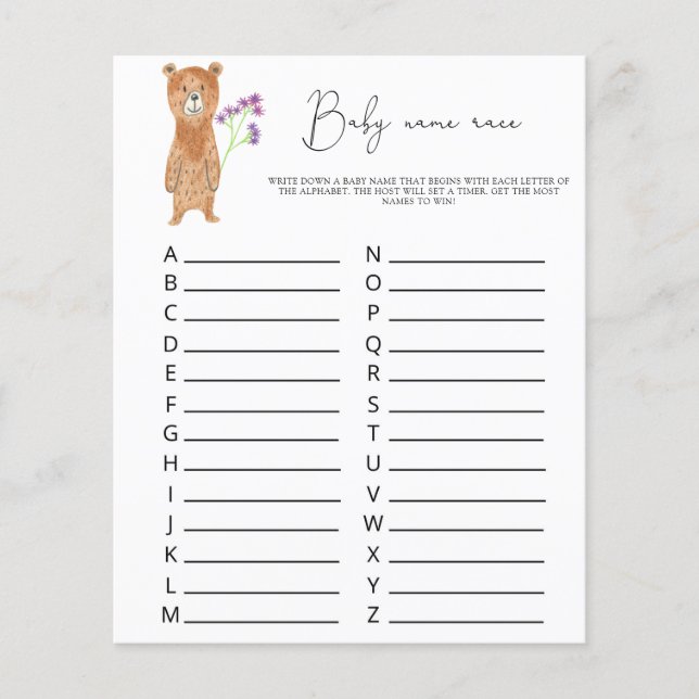 ベア – ベビー名レースゲーム (正面)