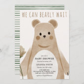ベア・ボホ・ベビーシャワーを初めて待つことができる 招待状 (正面/裏面)