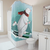 ベア·ラバーズ|北極熊スキーがおもしろい可愛い シャワーカーテン (インサイチュ)