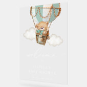 ベア、緑の熱気球、ベビーシャワーへようこそ アクリルサイン (傾斜)