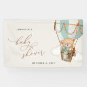 ベア、緑の熱気球、ベビーシャワーへようこそ 横断幕 (横)