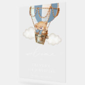 ベア、青い熱気球、最初の誕生日へようこそ アクリルサイン (傾斜)