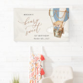 ベア、青い熱気球、最初の誕生日へようこそ 横断幕 (インサイチュ)