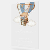 ベア,青い熱気球,赤ちゃんシャワー歓迎 アクリルサイン (傾斜)