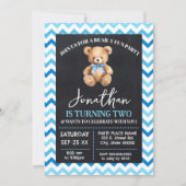 ベア – yおもしろい誕生祝いテディベア 招待状 (正面)