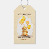 ベア – yファースト誕生日男女兼用イエローベア ギフトタグ (正面)