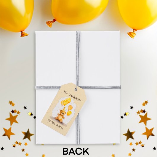ベア – yファースト誕生日男女兼用イエローベア ギフトタグ